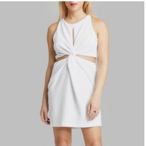 wild fable Dresses & Skirts - New Wild Fable Twisted Front Dress white short midriff showing sides open cute